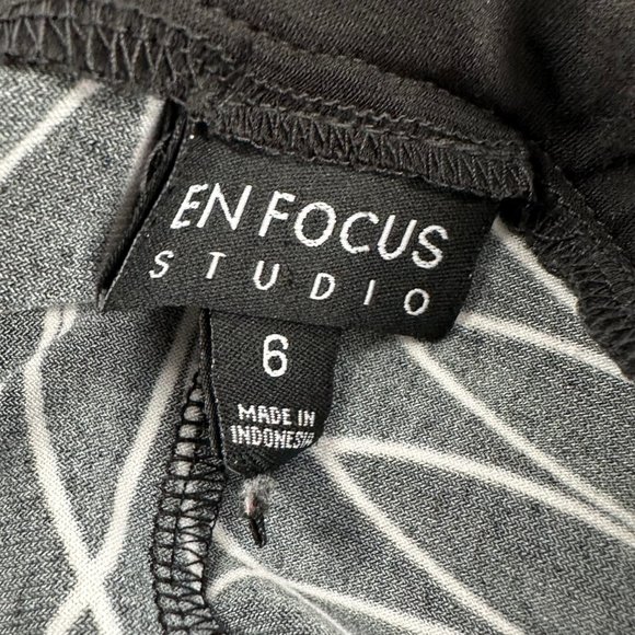 ENFOCUS Studio Shift Dress Black & White Short Sleeve Size 6 Stretch Round‎ Neck - Picture 3 of 13